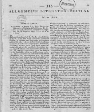 Freystadt, M.: Philosophia cabbalistica et Pantheismus. Ex fontibus primariis adumbravit atque inter se comparavit Dr. M. Freystadt. Königsberg: Bornträger 1832
