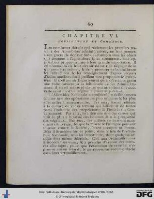 Chap. VI. Agriculture et Commerce.