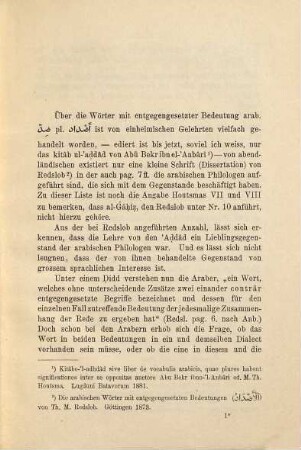 Untersuchungen über die 'Aḍdâd auf Grund von Stellen in altarabischen Dichtern
