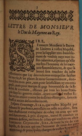 Lettre de Mons. le Duc de Mayenne au Roy