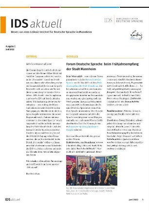IDS aktuell. Neues aus dem Leibniz-Institut für Deutsche Sprache in Mannheim. Jg. 2022, Heft 2
