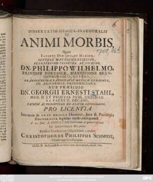 Dissertatio Medica-Inauguralis De Animi Morbis