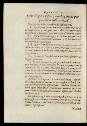 Quaestio II. An die paroxysmi quandoq[ue], liceat purgationem instituere?