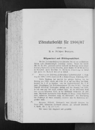 Literaturbericht für 1906/07