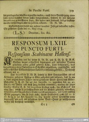 Responsum LXIII. In Puncto Furti
