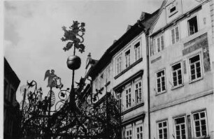Gitter des Brunnens (1560) gegen Wohnhäuser