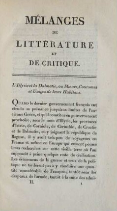 L'Illyrie la Dalmatie, ou Moeurs, Coutumes et Usages de leurs Habitans