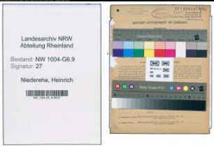 Entnazifizierung Heinrich Niederehe , geb. 21.02.1894 (Obermeister)