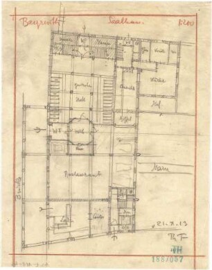 Fischer, Theodor; Bayreuth (Bayern); Rathaus (Umbau Infanteriekaserne) und Saalbau - Grundriss