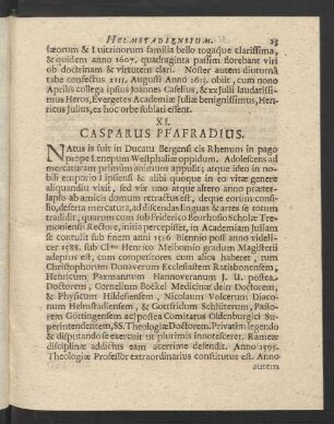 XI. Casparus Pfafradius.