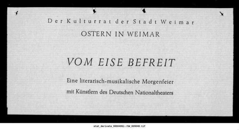 Ostern in Weimar Vom Eise befreit Eine literarisch-musikalische Morgenfeier