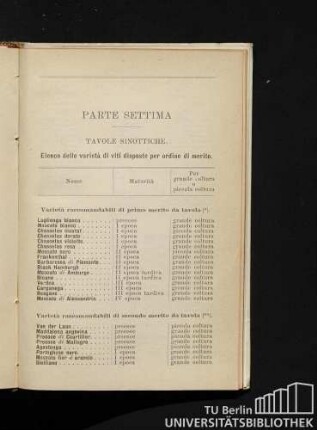 Parte Settima. Tavole Sinottiche.