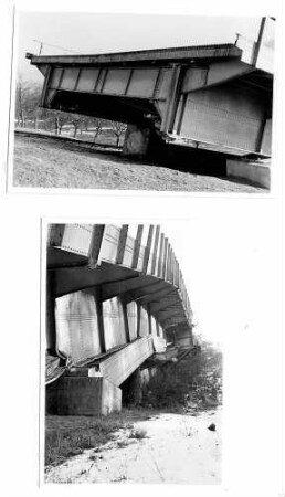 Sulzbachviadukt in km 186,136 1945 gesprengter Überbau L = 365 m.