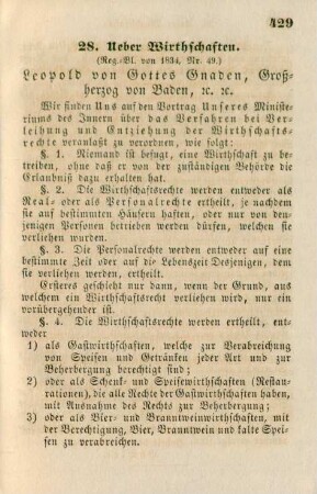 28. Ueber Wirthschaften (Reg.-Bl. von 1834, Nr. 49)