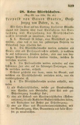 28. Ueber Wirthschaften (Reg.-Bl. von 1834, Nr. 49)