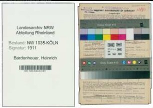 Entnazifizierung Heinrich Bardenheuer , geb. 09.02.1889 (Elektromeister)