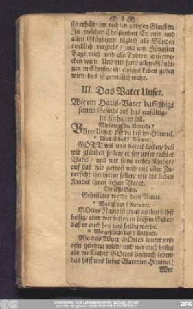 III. Das Vater Unser. Wie ein Haus-Vater dasselbige seinem Gesinde auf das einfältigste fürhalten soll.