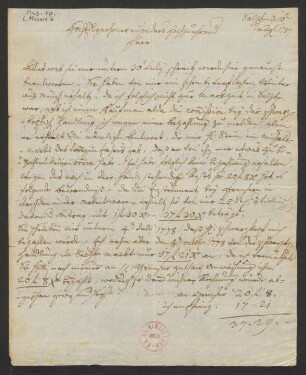 Brief an Buchhandlung Breitkopf & Sohn (Leipzig) : 10.08.1781