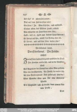 Die siebzehnte Fabel. Der Stierkampf. Die Frösche.