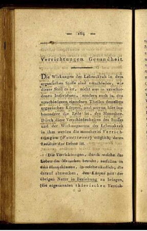 Verrichtungen. Gesundheit.