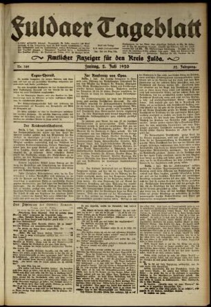 Ausgabe vom Freitag, den 02. Juli 1920.