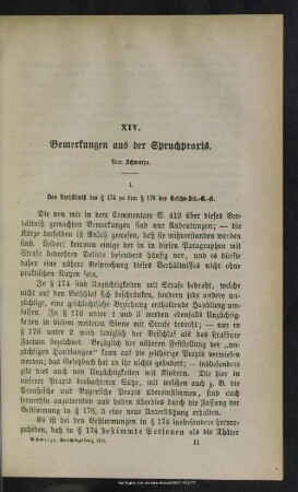 XIV. Bemerkungen aus der Spruchpraxis