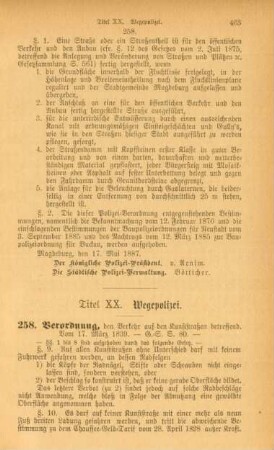 Titel XX. Wegepolizei