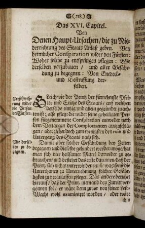 Das XVI. Capitel. Von Denen Haupt-Ursachen, die zu Niederrichtung des Staats Anlaß geben [...]