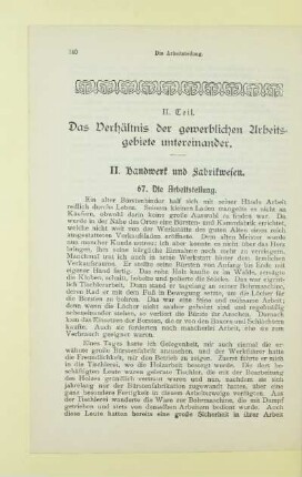 II. Teil. Das Verhältnis der gewerblichen Arbeitsgebiete untereinander