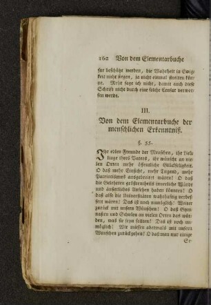 III. Von dem Elementarbuche der menschlichen Erkenntniß.