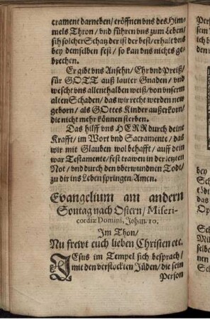 Evangelium am andern Sontag nach Ostern/ Misericordiae Domini, Johan. 10.