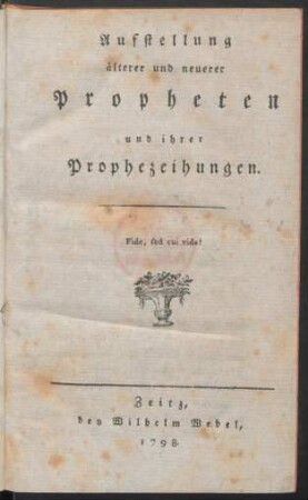 Aufstellung älterer und neuerer Propheten und ihrer Prophezeiungen