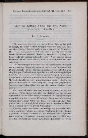 Ueber die Gattung Valgus und eine Anzahl neuer Arten derselben