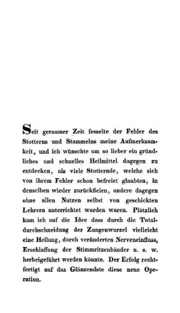 Die Heilung des Stotterns durch eine neue chirurgische Operation.