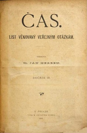 Čas : list věnovaný veřejným otázkám. 4. 1890