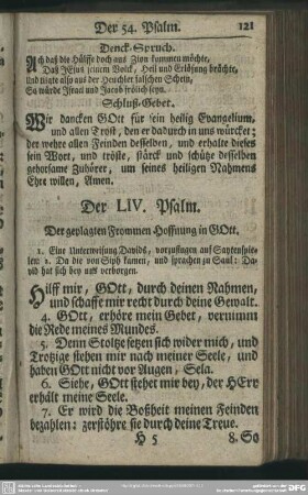 Der LIV. Psalm : Der geplagten Frommen Hoffnung in GOtt