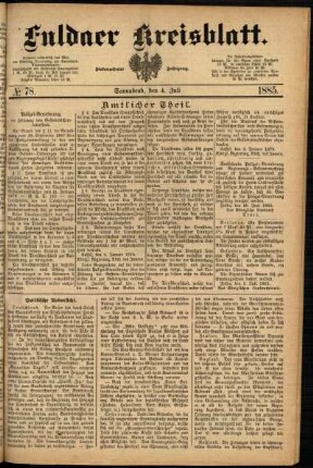 Ausgabe vom Samstag, den 04. Juli 1885.