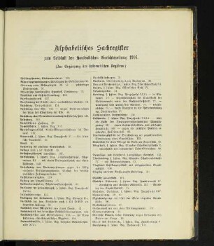 Alphabetisches Sachregister zum Beiblatt der Hanseatischen Gerichtszeitung 1916.