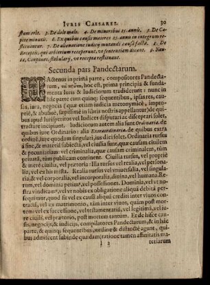 Secunda pars Pandectarum.