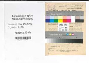 Entnazifizierung Erich Annecke, geb. 30.09.1902 (Angestellter)