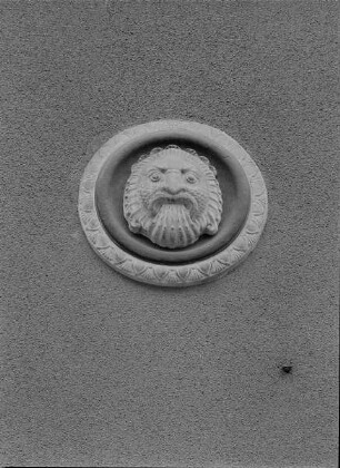 Medaillon mit wasserspeiendem Fabeltier : Medaillon mit wasserspeiendem Fabeltier (1916). Dresden-Neustadt, Louisenstraße 14/18. Feuerwache