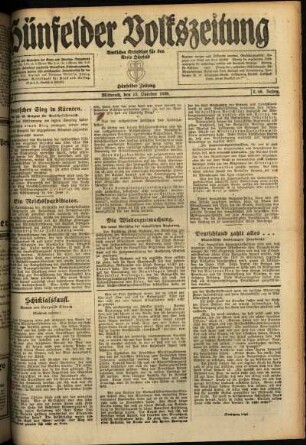 Ausgabe vom Mittwoch, den 13. Oktober 1920.