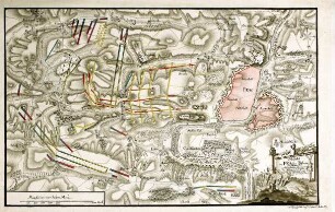 WHK 24 Deutscher Siebenjähriger Krieg 1756-1763: Plan der Schlacht bei Prag zwischen den Preußen unter ihrem König und den Österreichern unter Befehl des Prinzen Karl von Lothringen, 6. Mai 1757