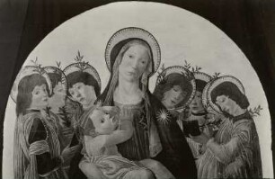 Maria mit dem Christuskinde und acht Engeln