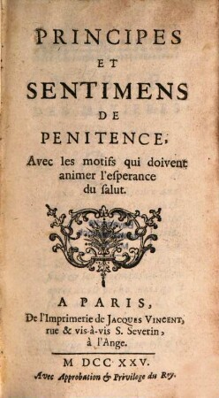 Principes et Sentimens de Pénitence