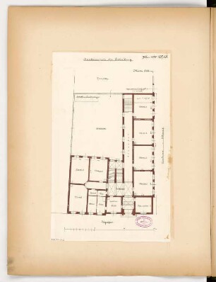 Knabenschule, Eilenburg Monatskonkurrenz Juni 1881: Grundriss Erdgeschoss; Maßstabsleiste