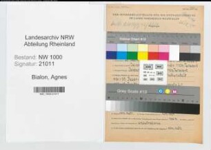 Entnazifizierung Agnes Bialon, geb. 20.12.1894 (Polizeibeamter)