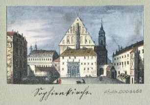 Ansicht von der Sophienkirche, Lithografie, 1840 : [Ansicht von der] Sophienkirche. [S.l.], [um 1840]. - 1 Kunstbl. : Lithogr. ; 7,5 x 4,5 cm.