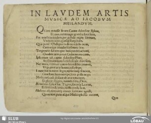 In Laudem artis musicae ad Iacobum Meilandum