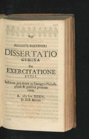 Dissertatio Gemina De Exercitatione Styli.
